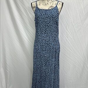 Rayon Floral Maxi Dress in Blue with spaghetti straps